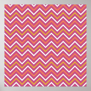 Färglös Lila Peach Orange White Chevron Rand Poster