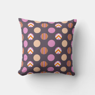 Färglös Lila, Rosa och Orange Polka Dot Mönster Kudde