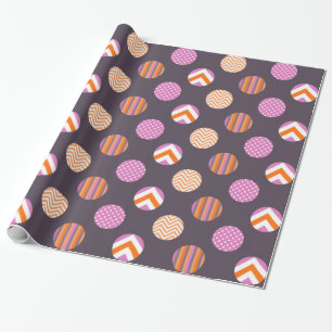 Färglös Lila, Rosa och Orange Polka Dot Mönster Presentpapper