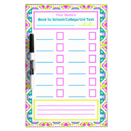 Färglös lista över blått Rosa Back to school Skrivtavla