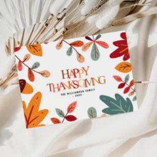 färglös löv Happy thanksgiving Kort