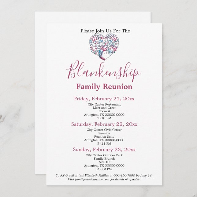 Färglös mall för återförening av Hjärtformade Träd (Fram/baksida)