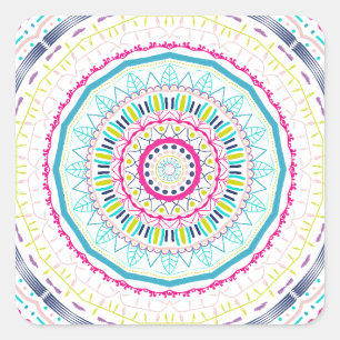 färglös mandala fyrkantigt klistermärke
