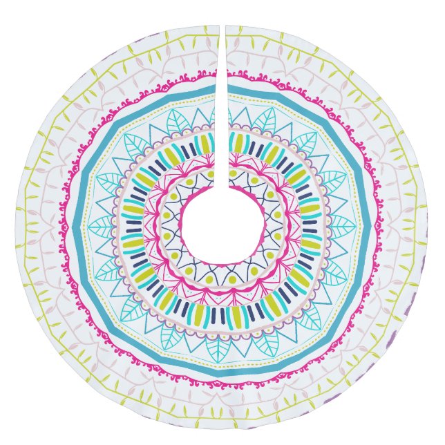 färglös mandala julgransmatta borstad polyester (Framsidan)