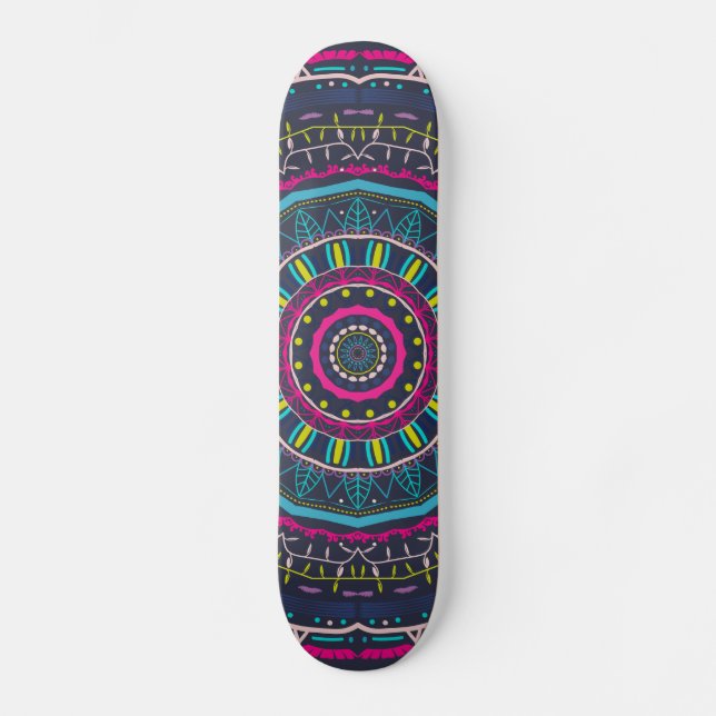 färglös mandala mini skateboard bräda 18,5 cm (Framsida)