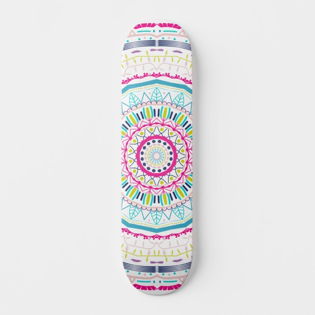 färglös mandala mini skateboard bräda 18,5 cm (Framsida)