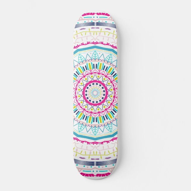 färglös mandala mini skateboard bräda 18,5 cm (Framsida)