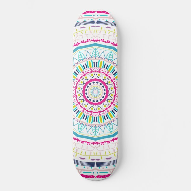 färglös mandala mini skateboard bräda 18,5 cm (Framsida)