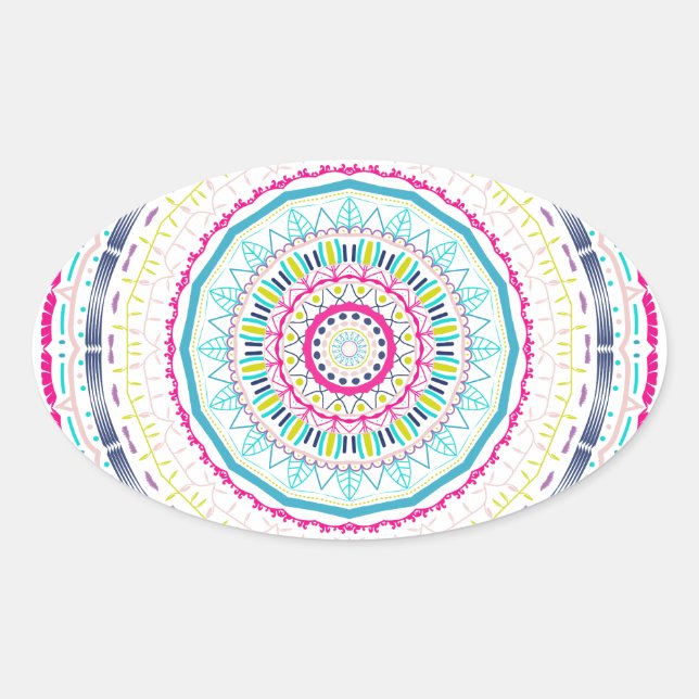färglös mandala ovalt klistermärke (Framsida)
