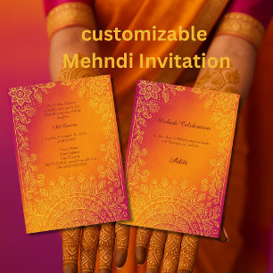 färglös mehndi mandala blommigt hindu inbjudningar