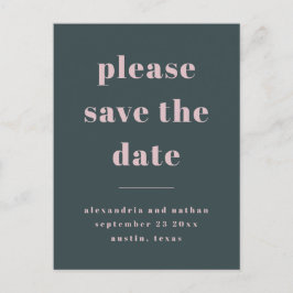 Färglös minimalism | Trädkolsblå Spara datum Inbjudan Vykort