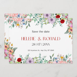 Färglös minimalistisk Blommigt Spara datum Spara Datumet