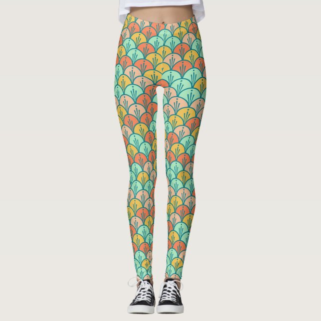  färglös modern Trendig Geometric Fish Leggings (Framsida)