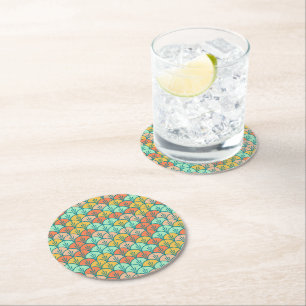 färglös modern Trendig Geometric Fish Underlägg Papper Rund