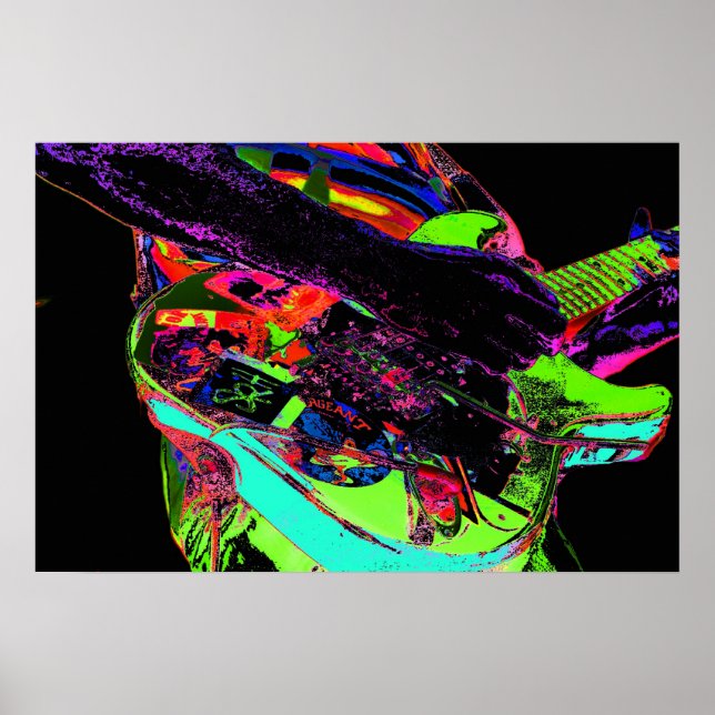 färglös neonpsykotisk guitar-spelare poster (Framsidan)