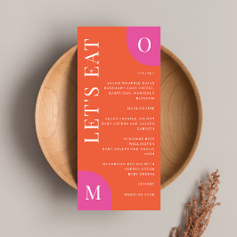 Färglös Orange och Rosa Bröllop Bold Bright Menu Meny