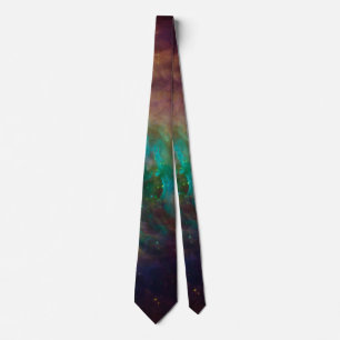 Färglös Orange och Teal Nebula Tie Slips
