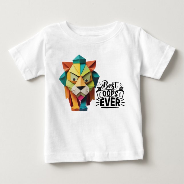Färglös Origami Lejon teckningsdesign T Shirt (Framsida)