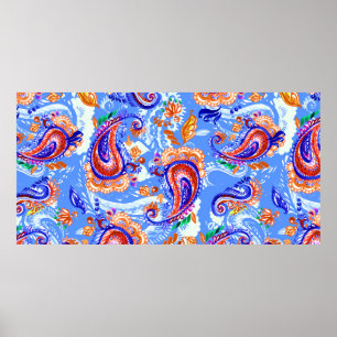 Färglös paisley, sömlös mönster poster