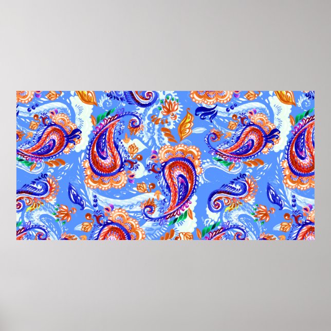 Färglös paisley, sömlös mönster poster (Framsidan)
