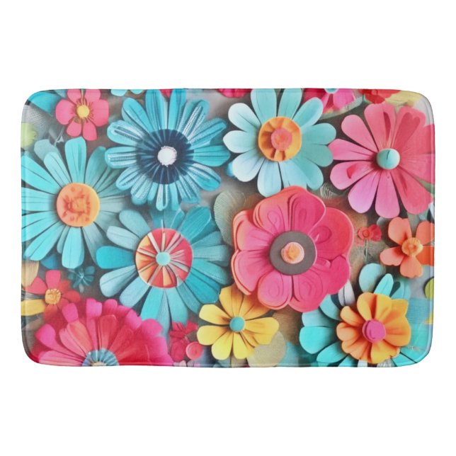 Färglös Papper Blommigt Art Badrumsmatta (Framsidan)