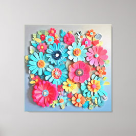 Färglös Papper Blommigt Art Canvastryck