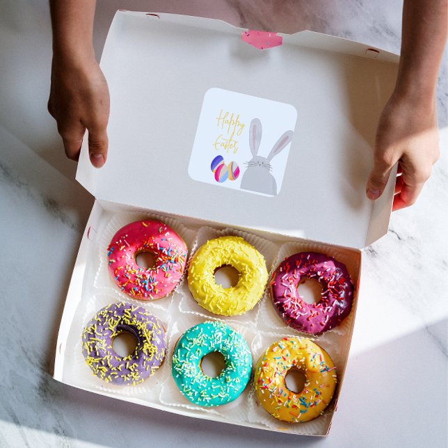 Färglös Påskhare Fyrkantigt Klistermärke (Skapare uppladdad)