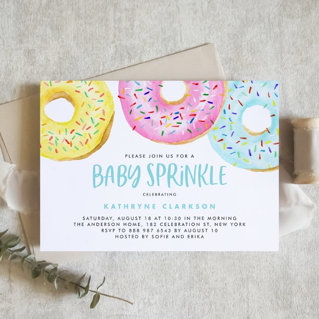 Färglös pastel Sprinkle Donuts Baby Sprinkle Inbjudningar (Skapare uppladdad)