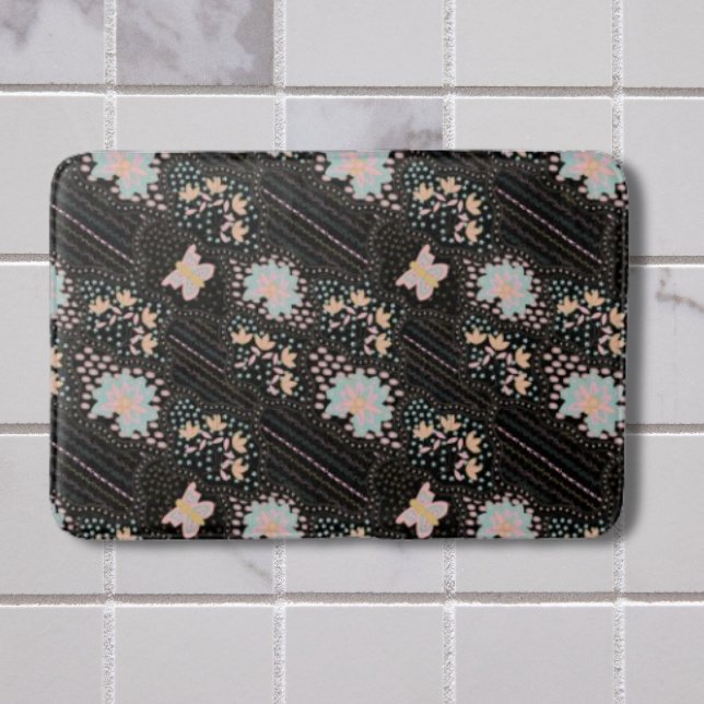 Färglös pastellBlommigt Butterflies Batic Mönster Badrumsmatta (Skapare uppladdad)