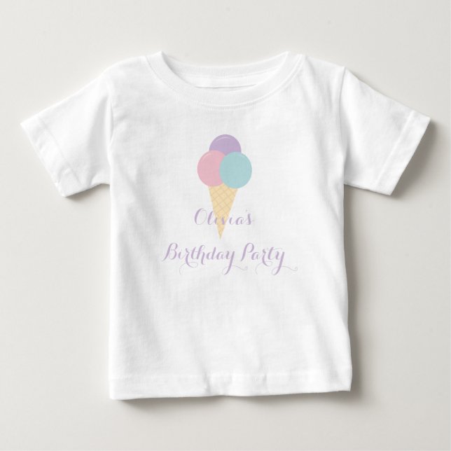 Färglös pastellfödelsedagsfest för isgräddgummi me t shirt (Framsida)