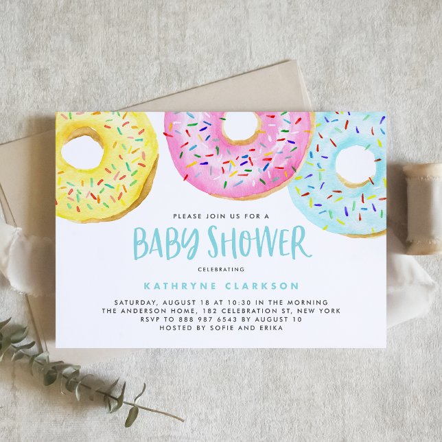 Färglös pastellskugga för Sprinkle Donuts Baby Sho Inbjudningar (Skapare uppladdad)