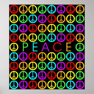 Färglös PEACE med fredstecken Poster