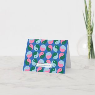 Färglös Personlig av Cute Retro Yin Yang Blue Anteckningskort