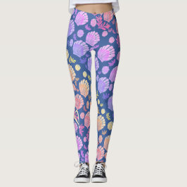 Färglös Personlig Monogram Seashell Mönster Leggings