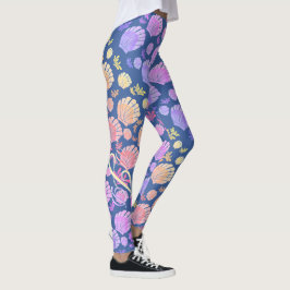 Färglös Personlig Monogram Seashell Mönster Leggings