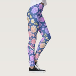 Färglös Personlig Monogram Seashell Mönster Leggings