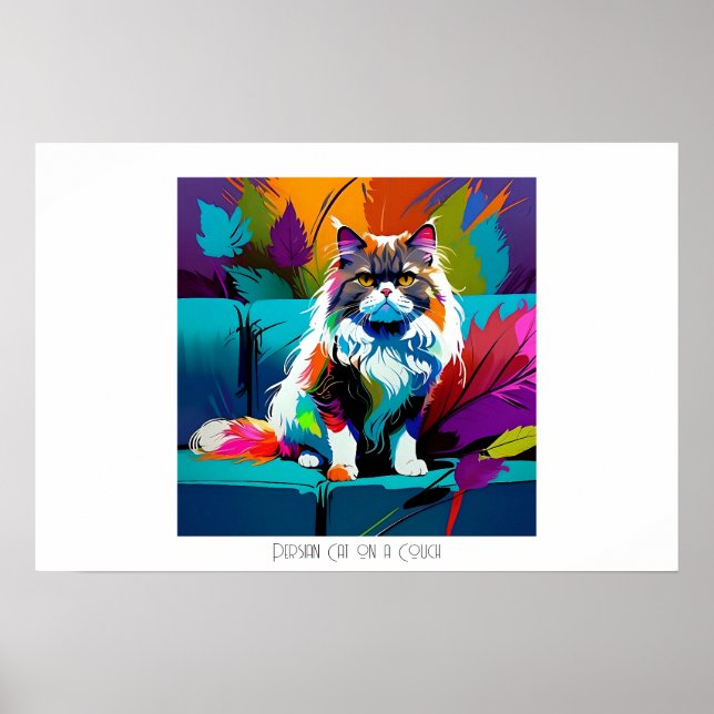 Färglös poppsartikel redigerbar persisk katt på so poster (Framsidan)