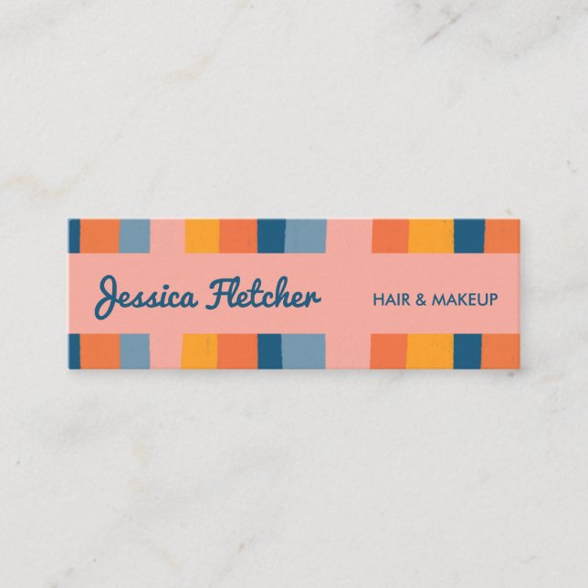 Färglös Rand-Rosa med minimalistisk  Mini Visitkort (Framsida)