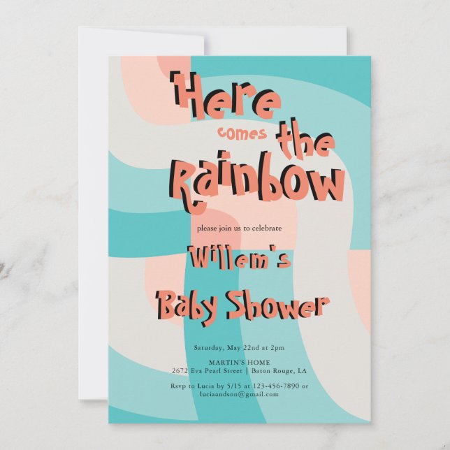 Färglös regnbåge Färg Wave Abstrakt Baby Shower Inbjudningar (Framsida)