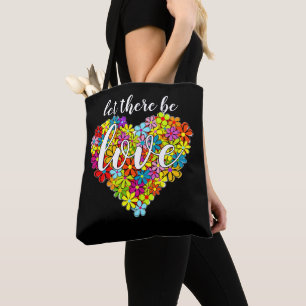 Färglös regnbåge Flagga Färg Blommigt Heart Mönste Tygkasse