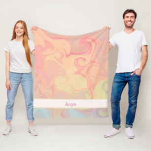 Färglös regnbåge Marble Swirl Abstrakt Inspirivite Fleecefilt