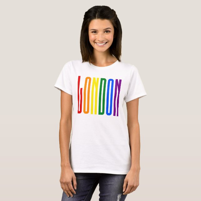 Färglös regnbågstext LGBTQ London Gay pride LGBT T Shirt (Hel framsida)
