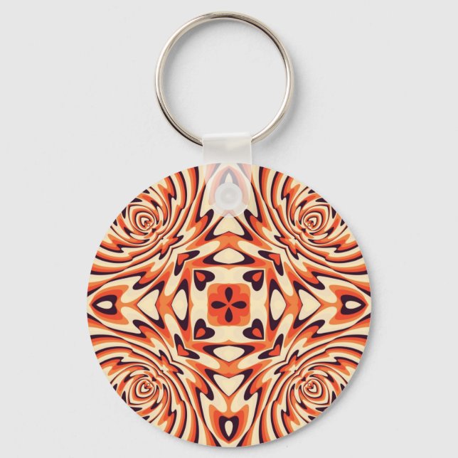 Färglös Retro-Blommigt Sömlös Mönster Nyckelring (Framsida)