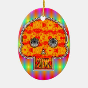 Färglös robot Skull på regnbåge Julgransprydnad Keramik