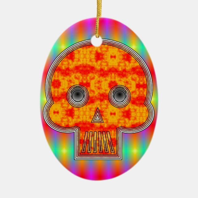 Färglös robot Skull på regnbåge Julgransprydnad Keramik (Framsidan)
