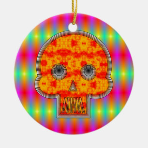Färglös robot Skull på regnbåge Julgransprydnad Keramik