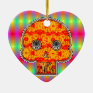 Färglös robot Skull på regnbåge Julgransprydnad Keramik