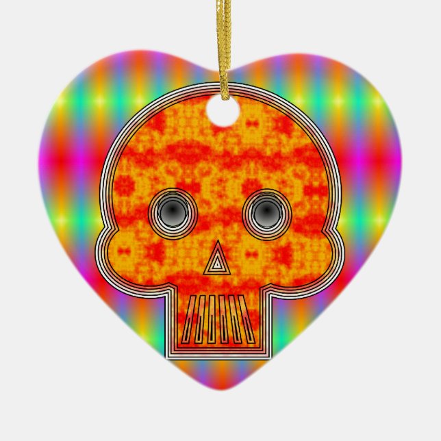Färglös robot Skull på regnbåge Julgransprydnad Keramik (Framsidan)
