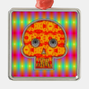 Färglös robot Skull på regnbåge Julgransprydnad Metall