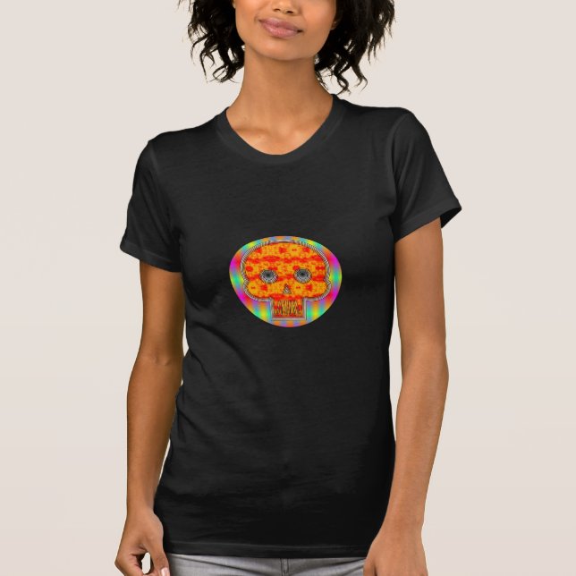 Färglös robot Skull på regnbåge Tee Shirt (Framsida)